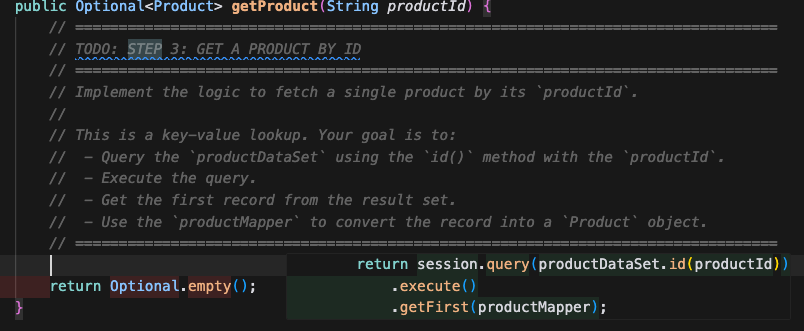 IDE inline AI suggestion proposing the same SDK call shown in the tutorial