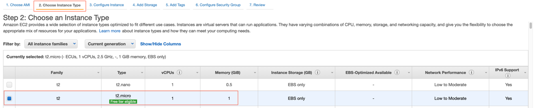 Select instance type