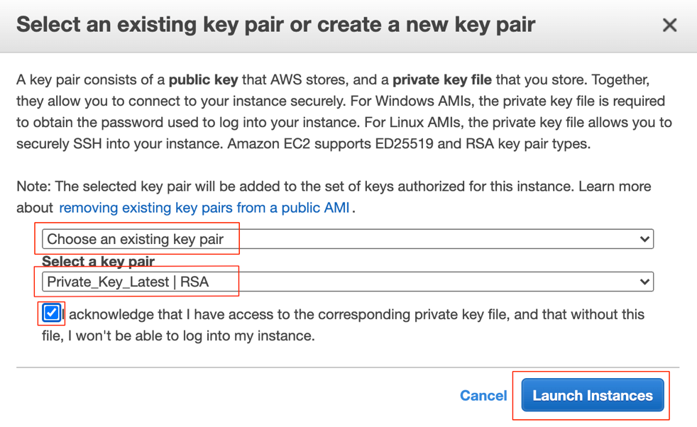 Choose key pair