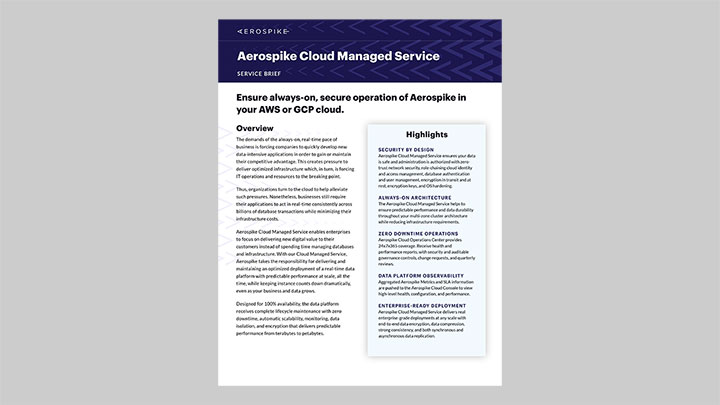 Aerospike Cloud Managed Service solution brief