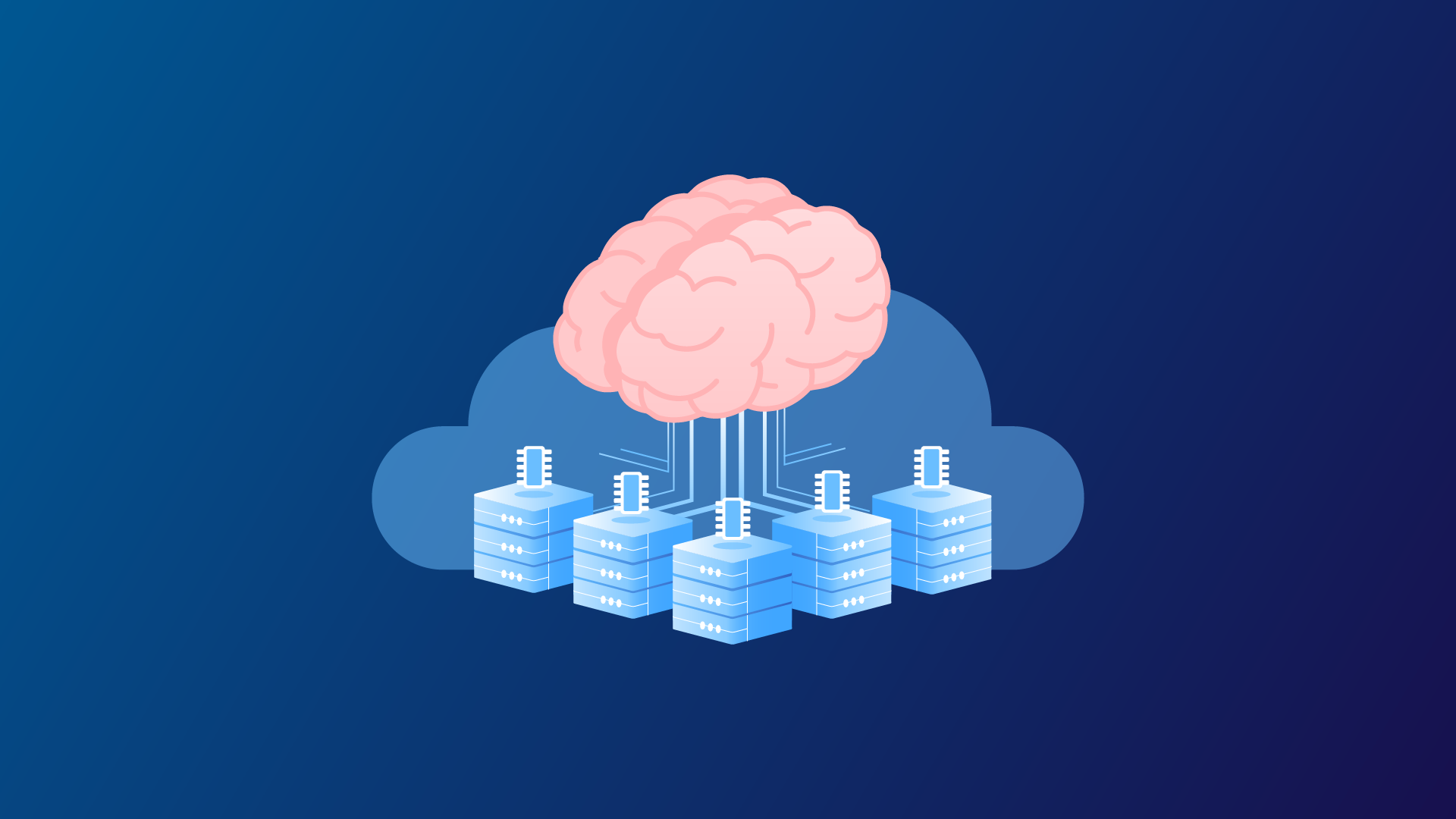 a large brain hovering over a database with RAM